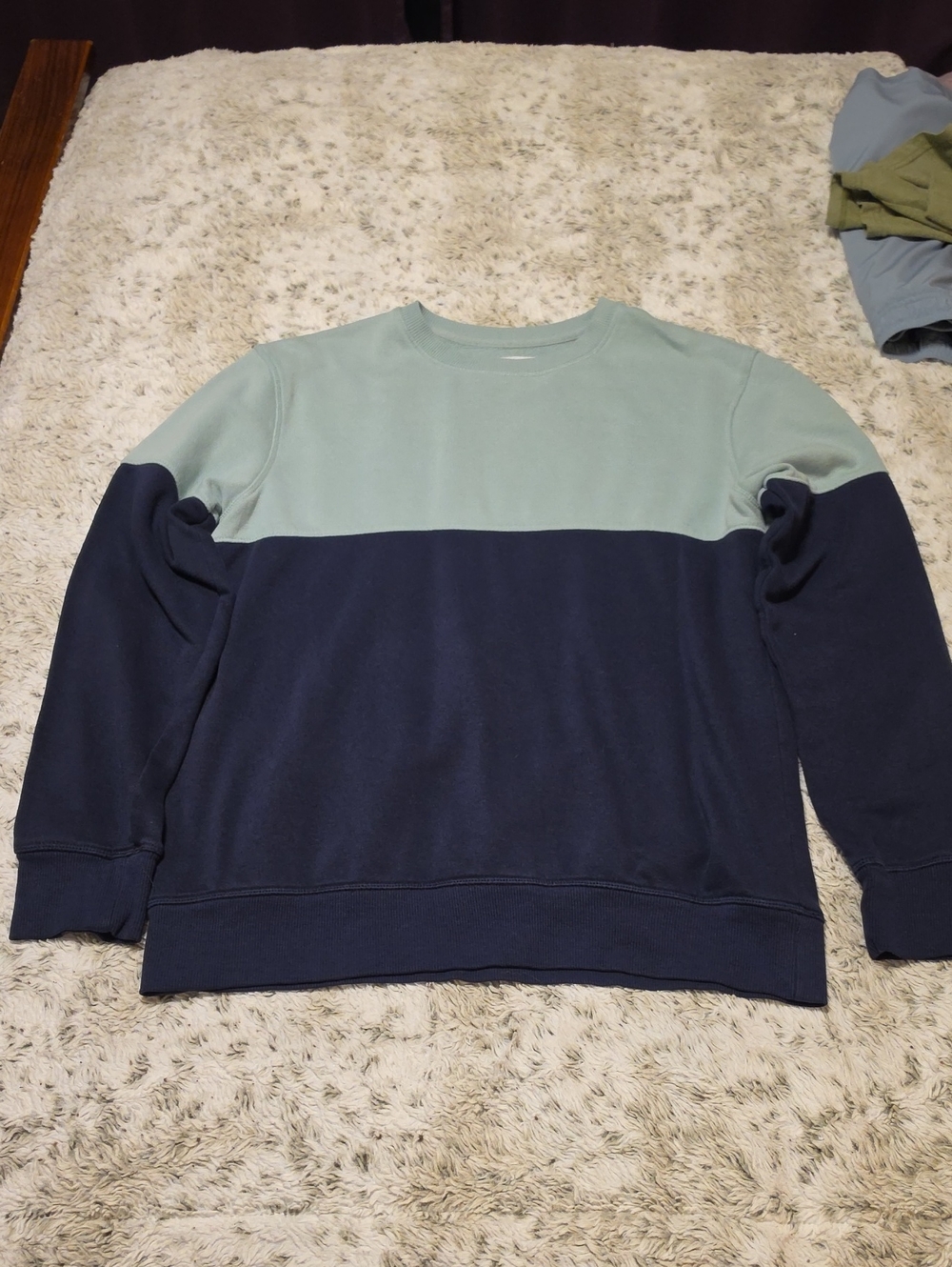 Goodfellow & Co Two-Tone Crewneck Sweater in Mint Green and Navy